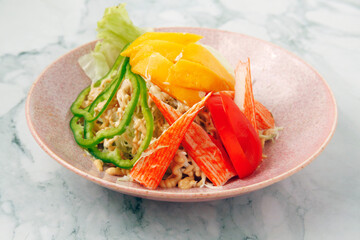 Freshly made Japanese food called Kani Salad