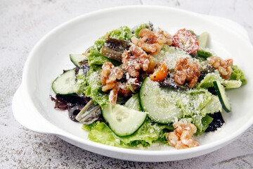 Freshly made vegetable salad.