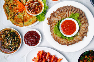 Freshly cooked assorted Korean food