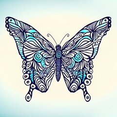 Fototapeta na wymiar Hand Drawn Butterfly Outline Background
