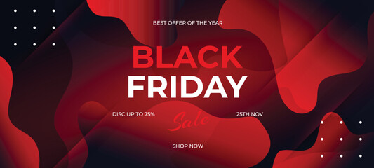 Black friday special offer. Social media web banner for shopping, sale, product promotion. Background for promo website and mobile app banner, email. Vector illustration in circle black and red colors