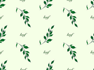 Leaf cartoon character seamless pattern on green background