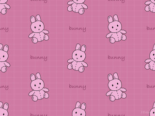 Bunny cartoon character seamless pattern on pink background