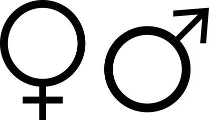 male and female symbols . Gender symbol. Female and male icon