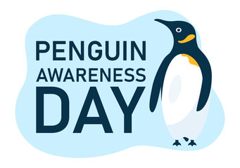 Happy Penguin Awareness Day on January 20th to Maintain the Penguins Population and Natural Habitat in Flat Cartoon Hand Drawn Templates Illustration