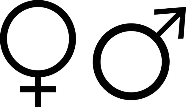 male and female symbols . Gender symbol. Female and male icon