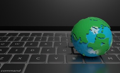 Low poly global colors on keyboard business concept 3D rendering wallpaper backgrounds