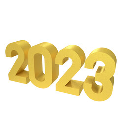 2023 gold number for new year concept