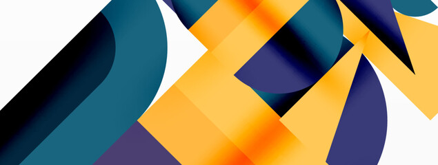 Minimal geometric abstract background. Circle square and triangle design. Trendy techno business template for wallpaper, banner, background or landing