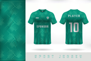 Green sports jersey template design
