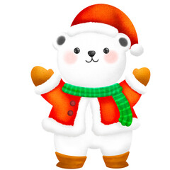 Cute polar bear Christmas Character Clip art for xmas decoration.png element.