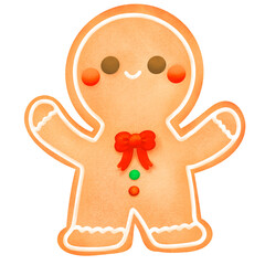 Gingerbread cookie for christmas holiday. png clipart illustion.sweet and dessert decoration.Cute Cookie character.