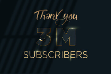 3 Million  subscribers celebration greeting banner with Luxury Design