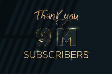 9 Million  subscribers celebration greeting banner with Luxury Design