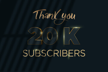 20 K subscribers celebration greeting banner with Luxury Design