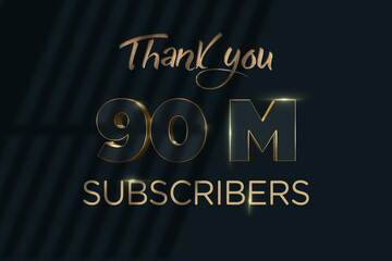 90 Million  subscribers celebration greeting banner with Luxury Design