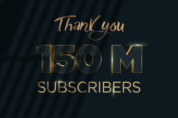 150 Million subscribers celebration greeting banner with Luxury Design