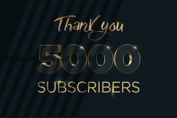 5000 subscribers celebration greeting banner with Luxury Design