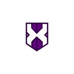 Shield initial letter X logo