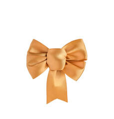 Gold ribbon bow isolated cutout