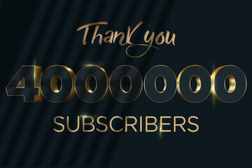 4000000 subscribers celebration greeting banner with Luxury Design