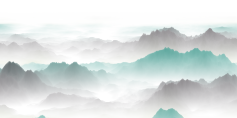 mountains in the fog