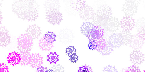 Light purple, pink vector layout with beautiful snowflakes.