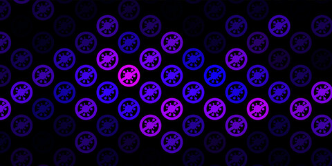 Dark Purple vector backdrop with virus symbols.