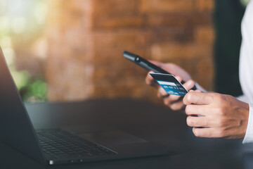 man holding credit card,Credit card concept, payment for goods and services,online shopping, e-commerce, internet banking,cashless technology,Security in using digital money,