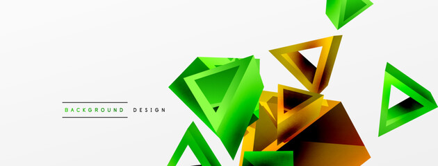 3d triangle abstract background. Basic shape technology or business concept composition. Trendy techno business template for wallpaper, banner, background or landing