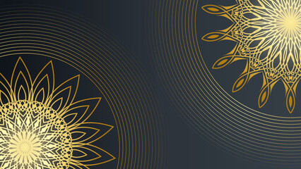 Luxury abstract background with golden lines on dark, modern black backdrop concept 3d style. Illustration from vector about modern template deluxe design.