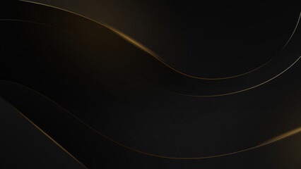 Luxury abstract background with golden lines on black, modern black backdrop concept 3d style. Illustration from vector about modern template deluxe design.