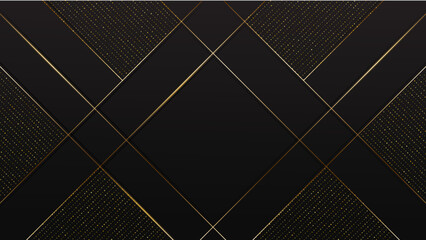 Luxury abstract background with golden lines on dark black, modern black backdrop concept 3d style. Illustration from vector about modern template deluxe design.