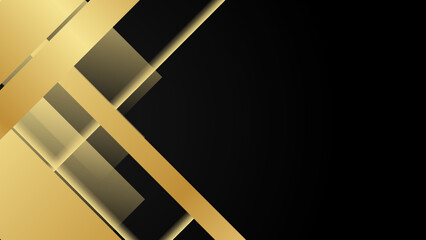 Luxury abstract background with golden lines on black, modern black backdrop concept 3d style. modern template deluxe design.