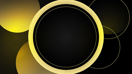 Luxury abstract background with golden lines on black, modern black backdrop concept 3d style. modern template deluxe design.