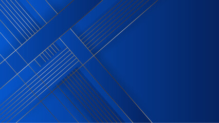 Obraz na płótnie Canvas Luxury abstract background with golden lines on blue, modern black backdrop concept 3d style. Illustration from vector about modern template deluxe design.