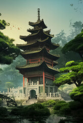 Fototapeta premium chinese temple in the park