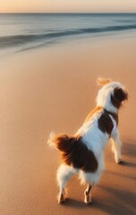 Plakat dog running on the beach