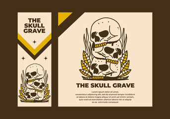 Obraz premium Vintage art illustration of a pile of skulls