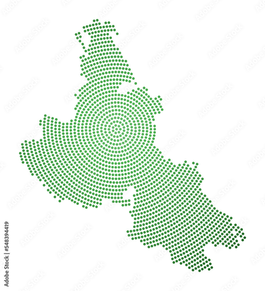 Poster krk dotted map. digital style shape of krk. tech icon of the island with gradiented dots. powerful v