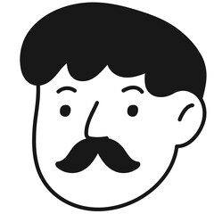 Neutral face male face vector illustration with black color