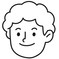 Smiling male face vector illustration with black color