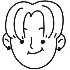 Smiling male face vector illustration with black color