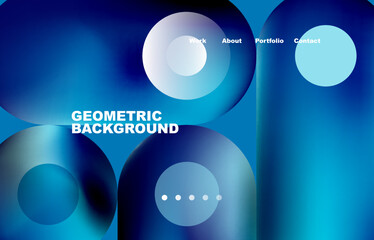 Website landing page abstract geometric background. Circles and round shapes. Web page for website or mobile app wallpaper