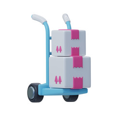 Trolley Push Cart 3D Icon