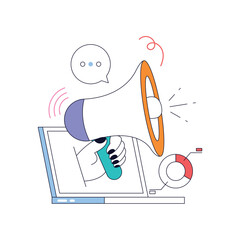 Grab flat animated design of media marketing 