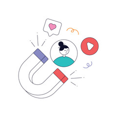 Grab flat animated design of media marketing 