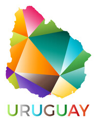 Bright colored Uruguay shape. Multicolor geometric style country logo. Modern trendy design. Radiant vector illustration.