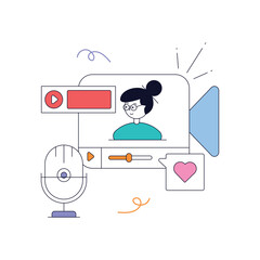 Grab flat animated design of media marketing 