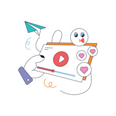 Grab flat animated design of media marketing 